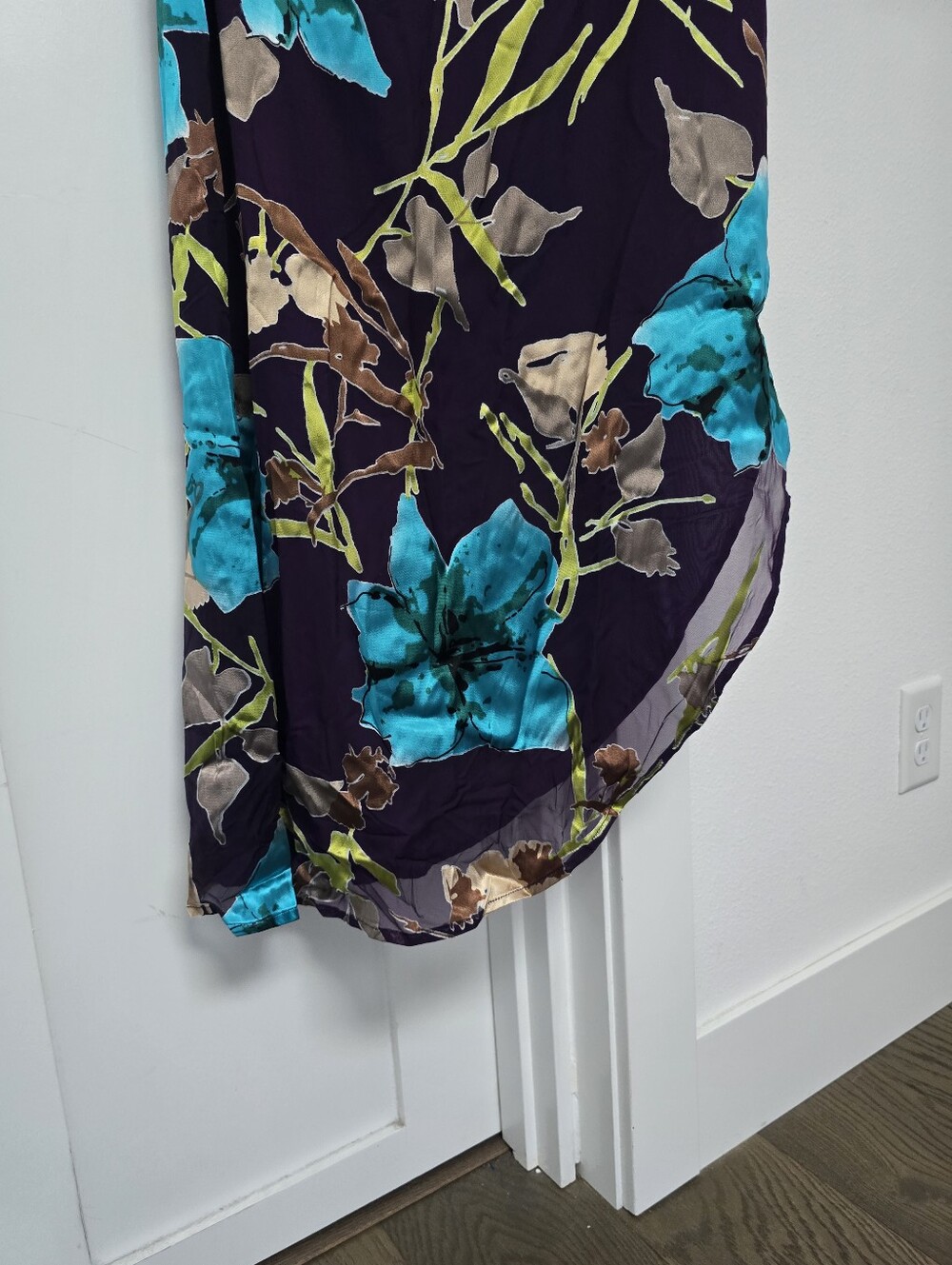 Lulu's Teal Floral One-Shoulder Midi Dress - Picture 5 of 14